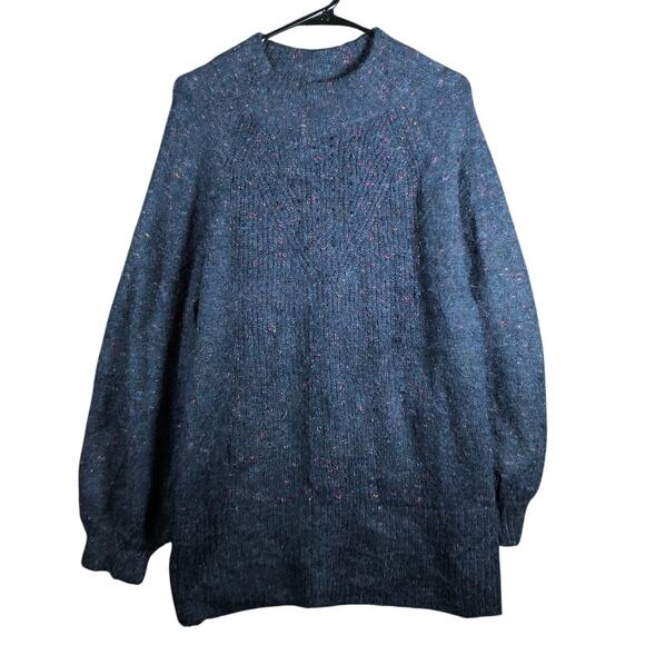 Lauren Conrad Womens Sweater Blue Multi Wool Blend Long Sleeve Crew Large - Picture 1 of 10